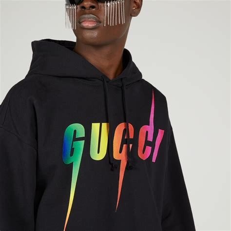 quanto costa la felpa della gucci|Gucci Felpa in cotone stampato con cappuccio.